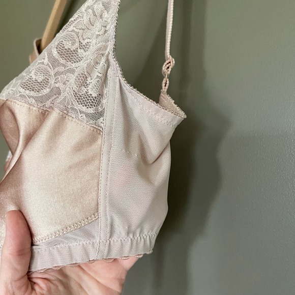 Glamorise Magic Lift Full Figure Wireless Support Bra Blush Sz 36J Nude Tan Lace - Picture 12 of 16